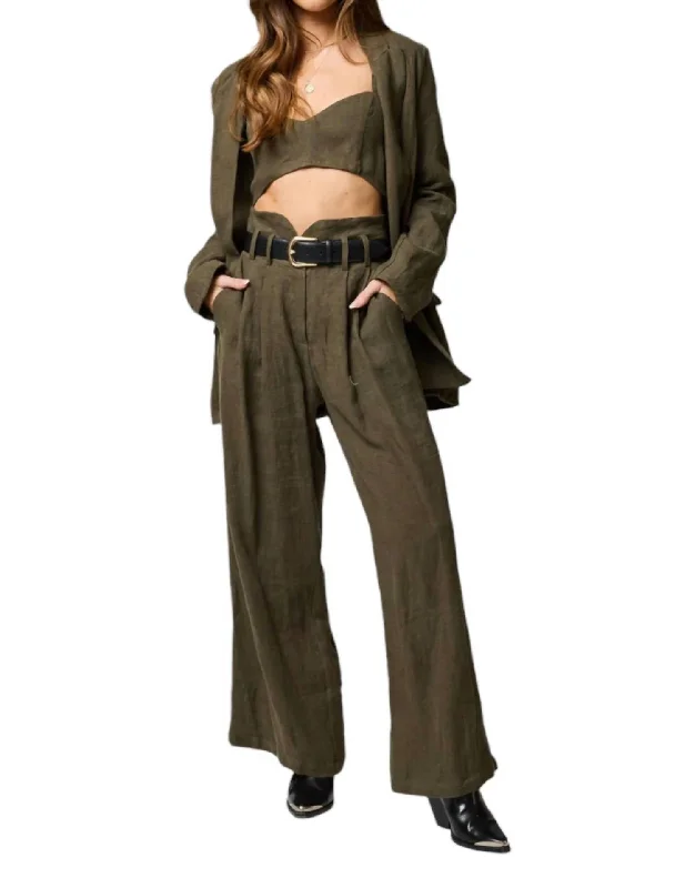 Linen Knotch Waist Pants In Palma