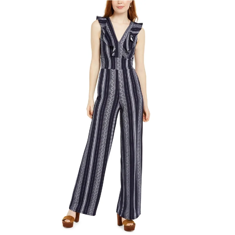 Crave Fame Womens Open Back Jumpsuit, Blue, Medium