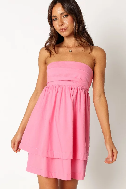 Rubee Strapless Tiered Mini Dress - Pink