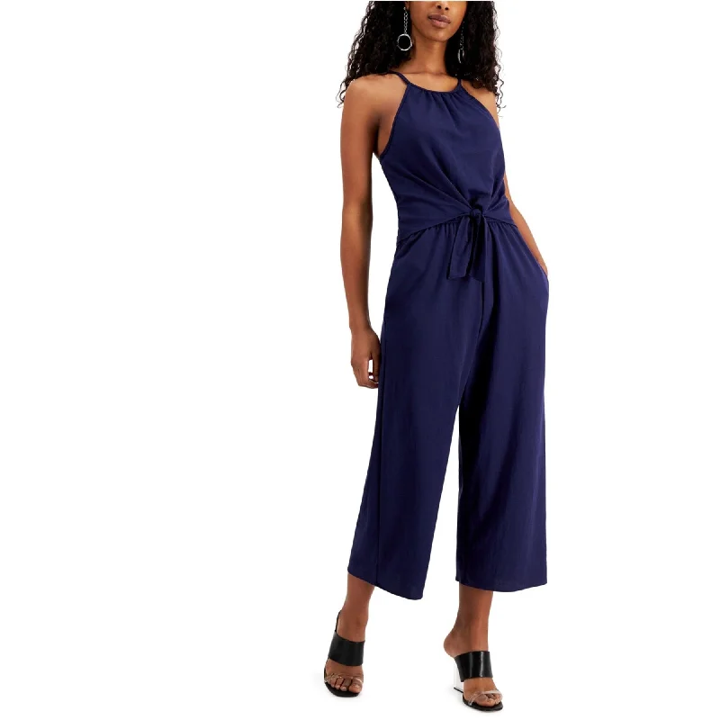 Speechless Womens Tie-Front Jumpsuit, Blue, Large