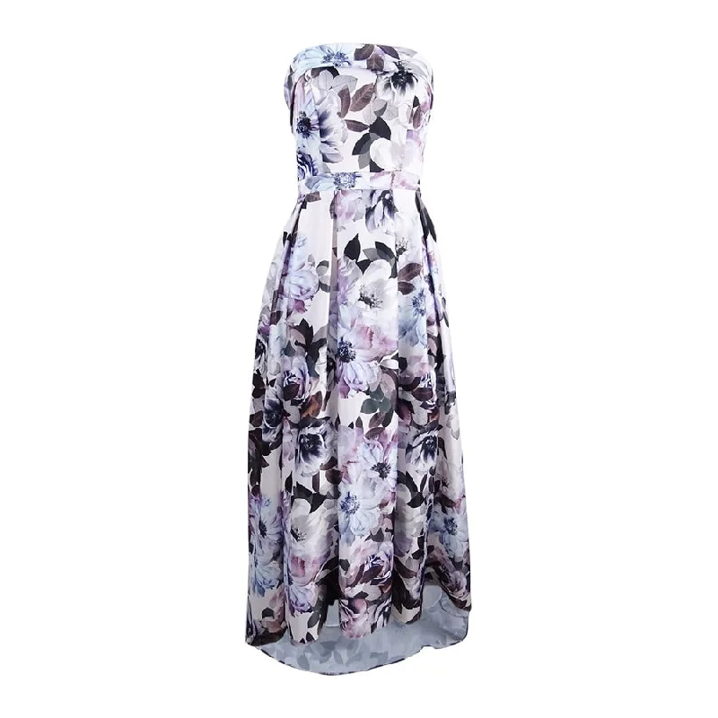 Xscape Women's Strapless Floral-Print Ballgown