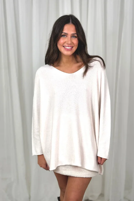 Amber V-Neck Jumper In White