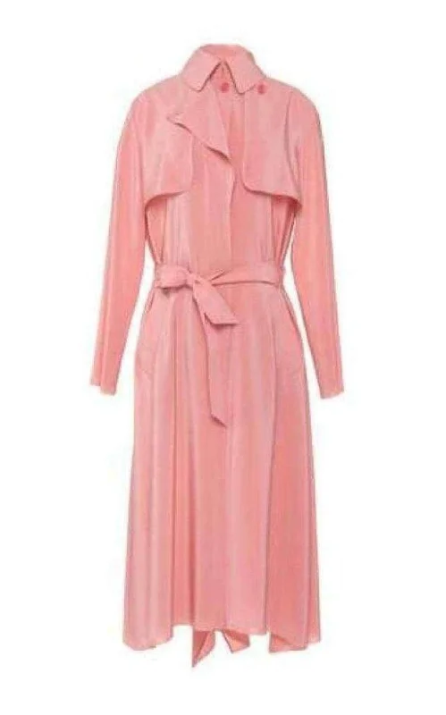 Pink Silk Georgette Trench Coat