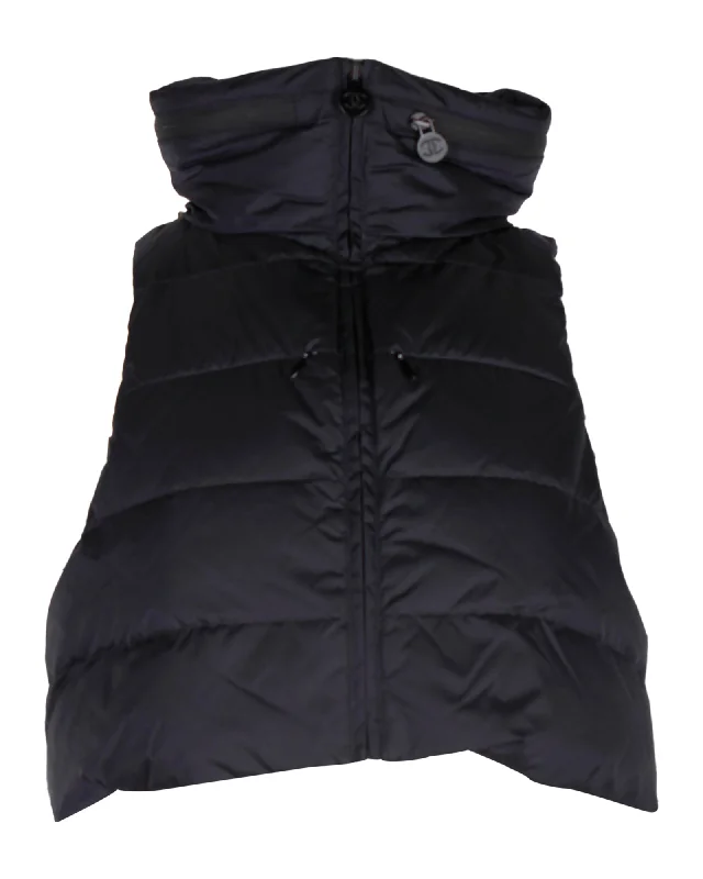 Chanel Quilted Cropped Puffer Vest in Navy Blue Nylon