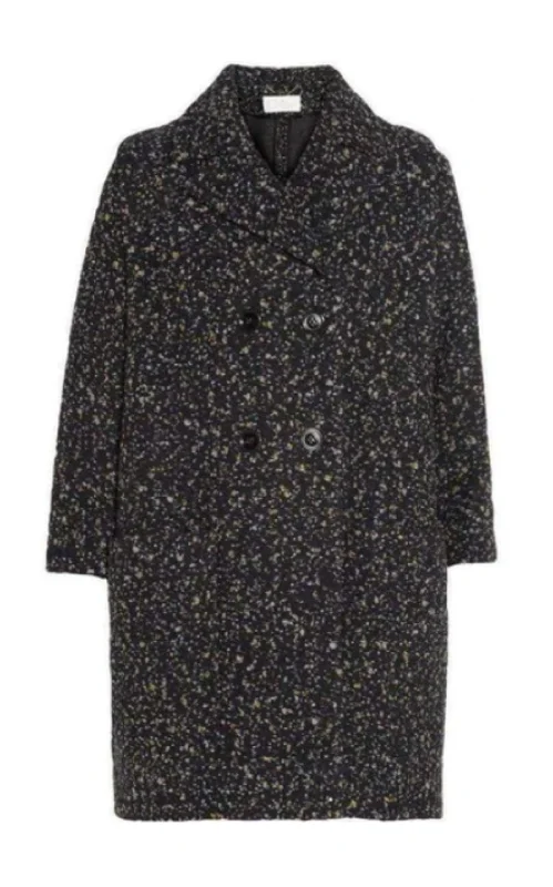 Gray Confetti Boucle Tweed Cocoon Coat