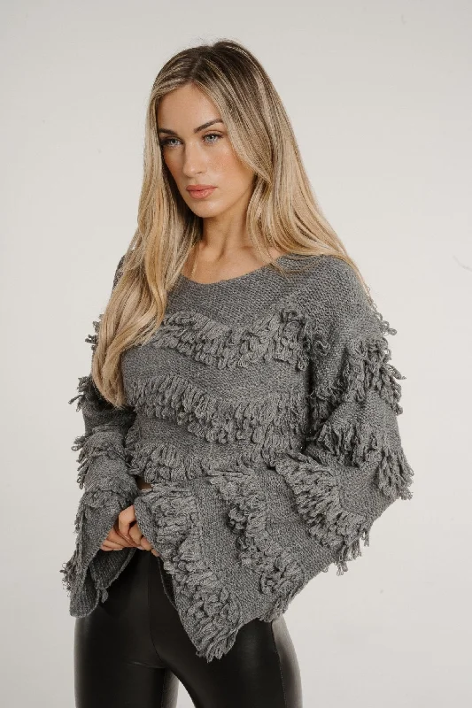 Paige Textured Crop Jumper In Grey