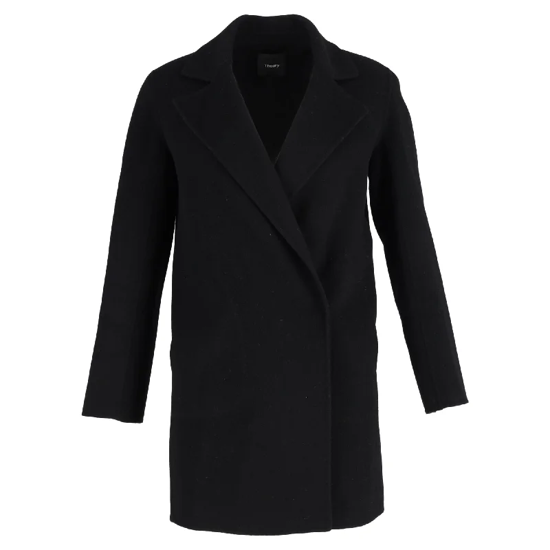 Theory Coat in Black Wool