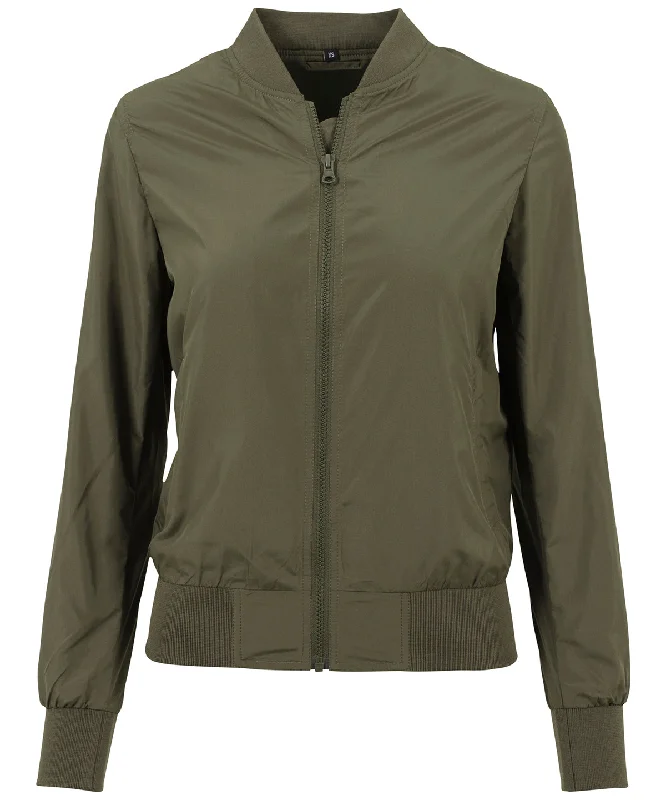 Dark Olive - Women's nylon bomber jacket