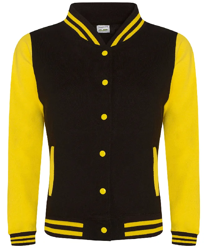 Jet Black/Sun Yellow - Women's varsity jacket