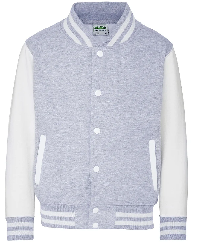 Heather Grey/White - Kids varsity jacket