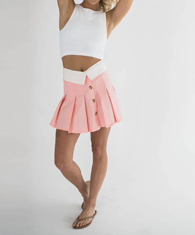 Arina Pleated Mini Skirt In Pink