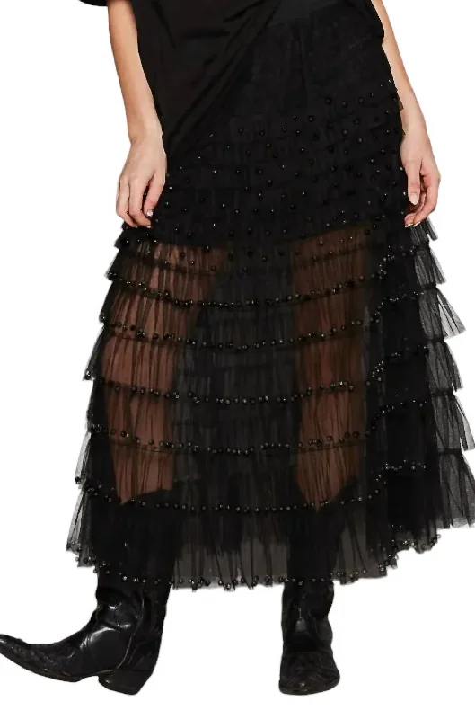 Pearl Tulle Skirt In Black