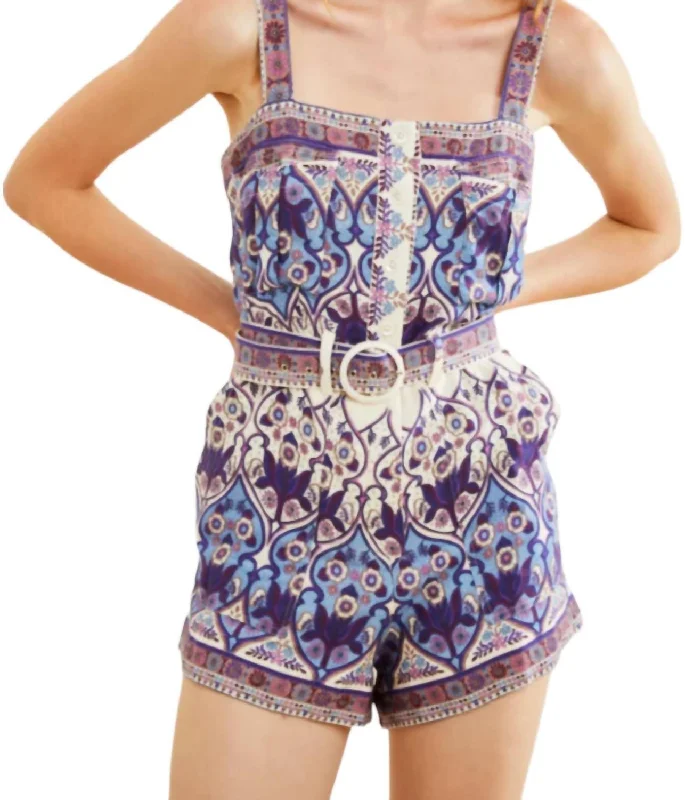 Riley Romper In Delilah Border Print