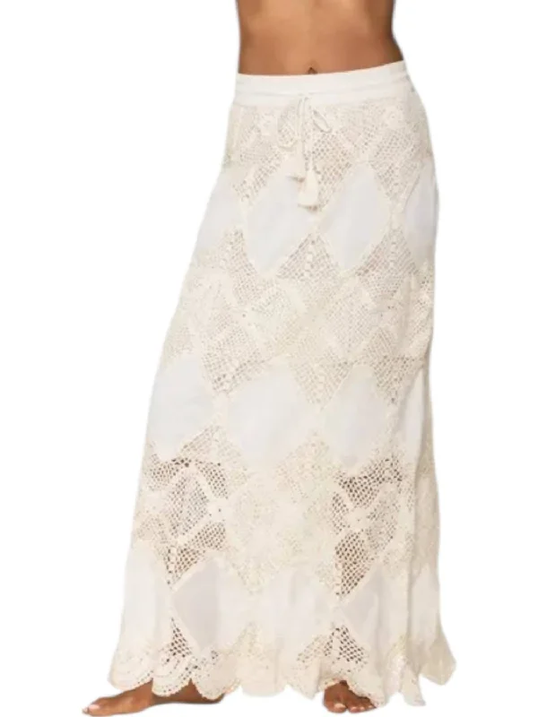 Scallop Crochet Maxi Skirt In Ivory