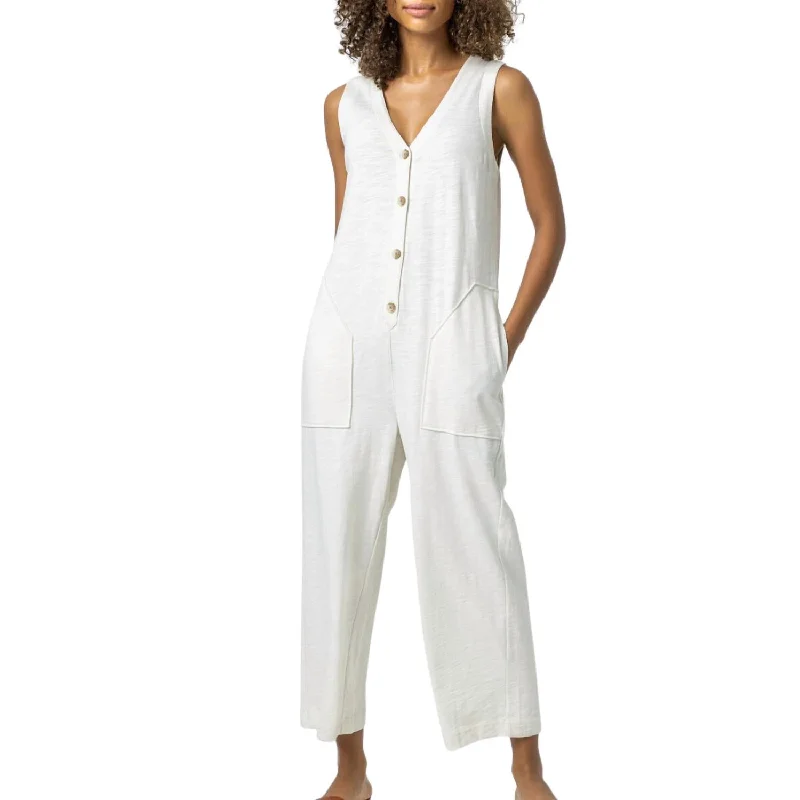 Sleeveless Jumpsuit In Gardenia