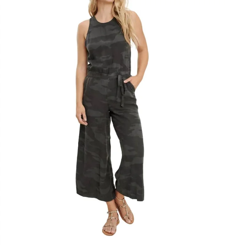 Somerset Wide Leg Jumpsuit In Lead Camo