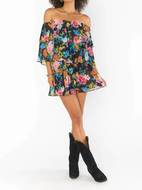 Triple Decker Romper In Midnight Botanical Floral