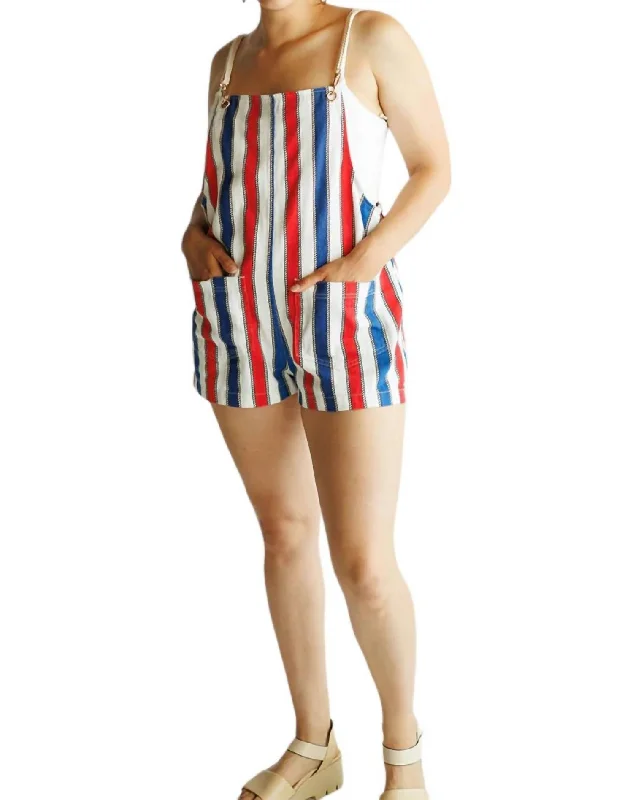 Trude Romper In Yacht Club Stripe Denim