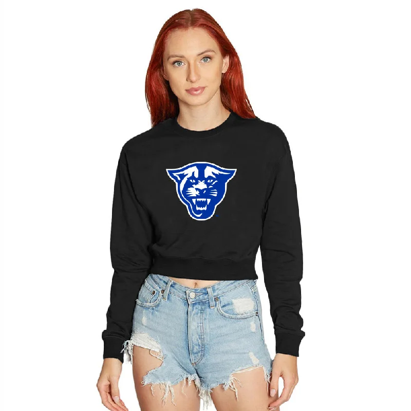 Georgia State Black Cropped Crewneck