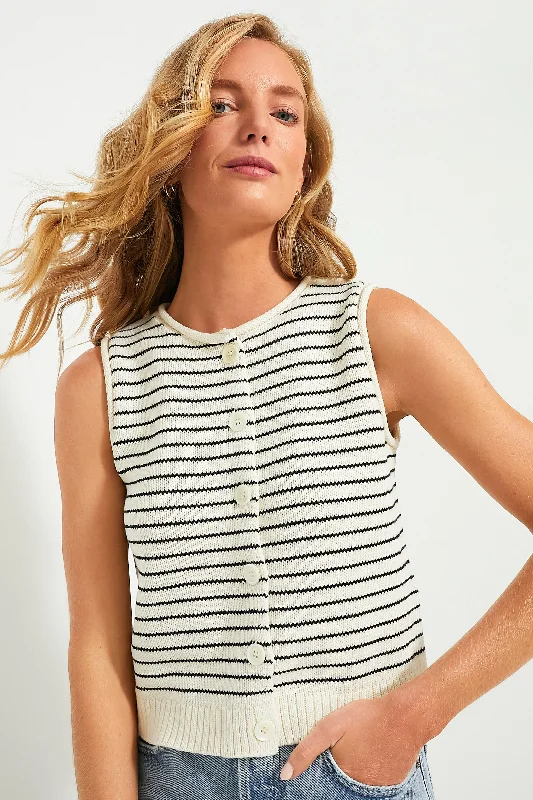 Ivory and Black Striped Bridget Sweater Vest