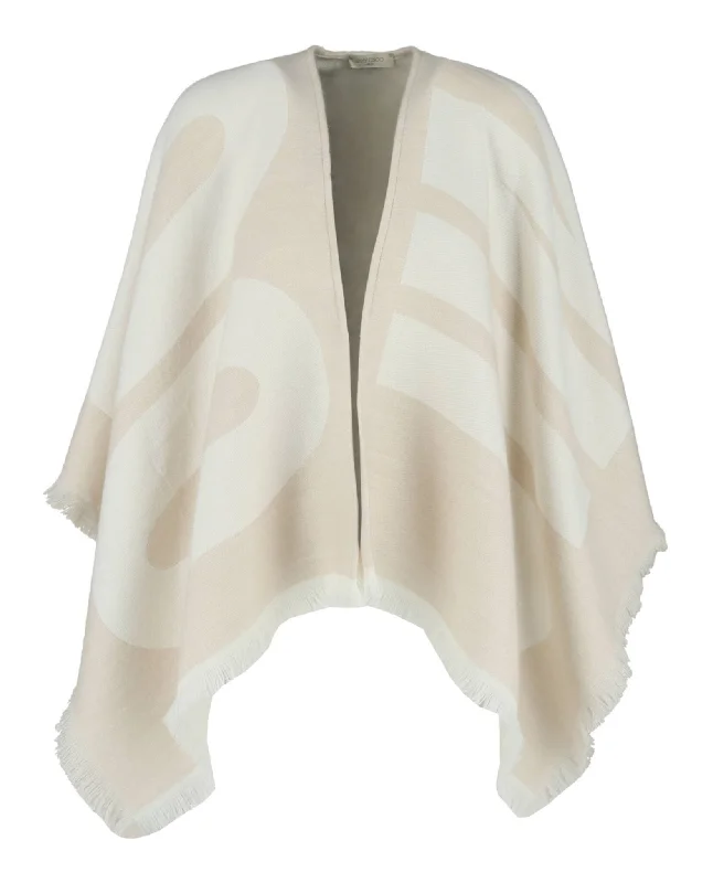 Logo Printed Wool Poncho