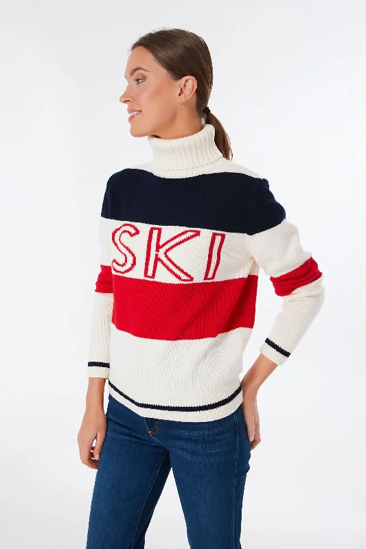 Red Snow White and Navy Frostine Sweater