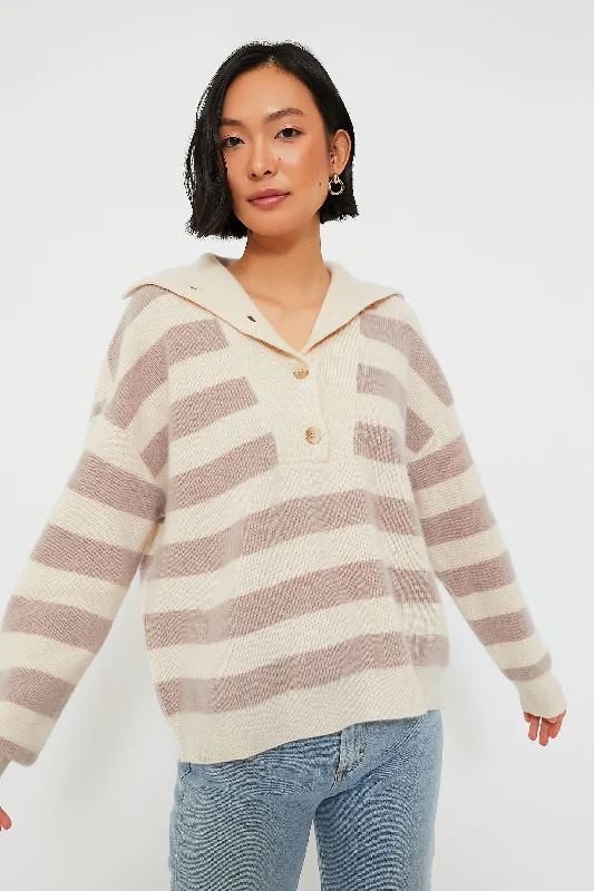 Vanilla Mauve Walden Stripe Cashmere Rafferty Sweater